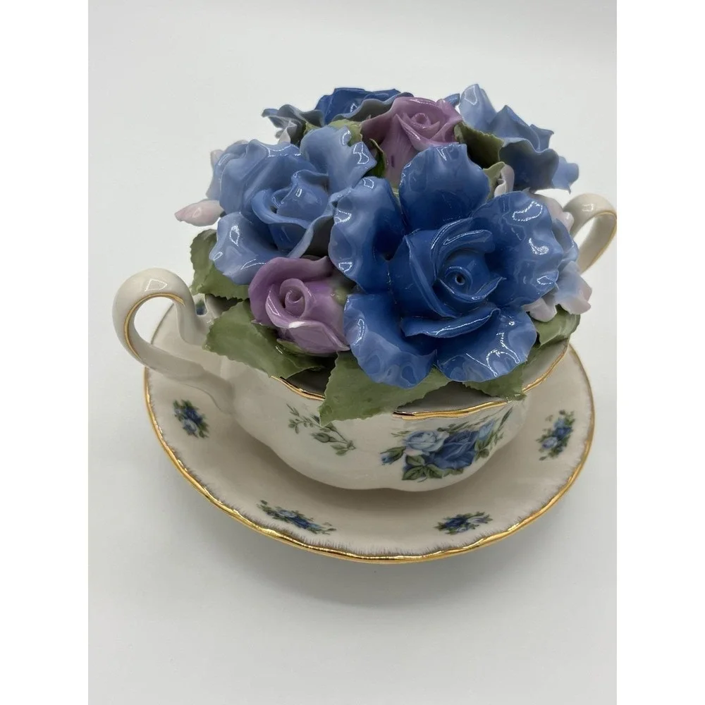 Royal Albert Moonlight Rose Musical Cup Bouquet HSN Limited Edition #1388/6000